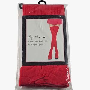 New Leg Avenue Thigh High Hosiery Tights One Size Red Opaque Nylon Sexy Lingerie